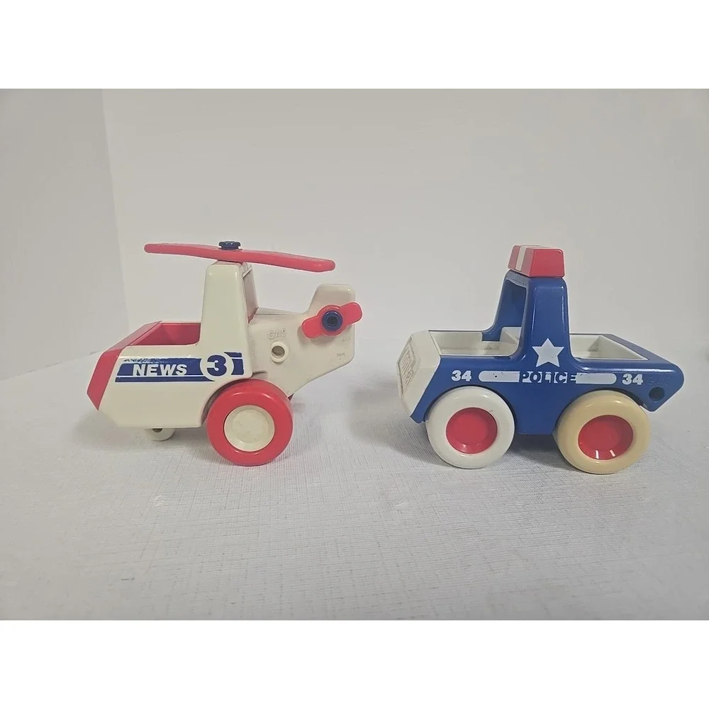 Vintage Tonka Mini Mighty Police Cruiser & News 3 Helicopter 1980s